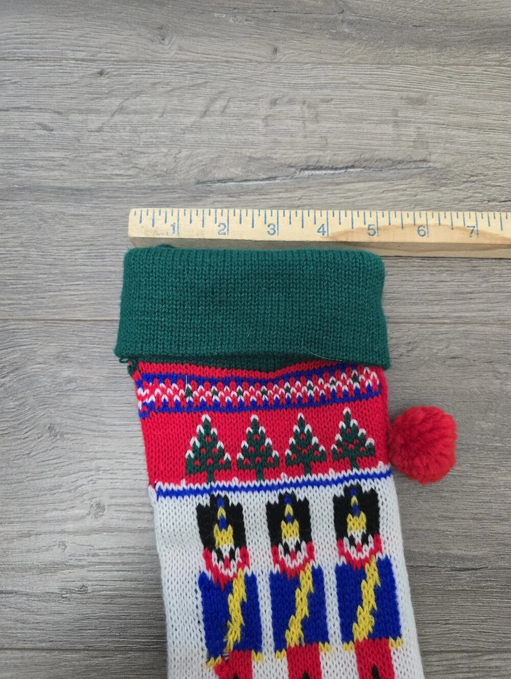80's Knit Christmas Stocking Toy Soldiers Feative Holiday Decor